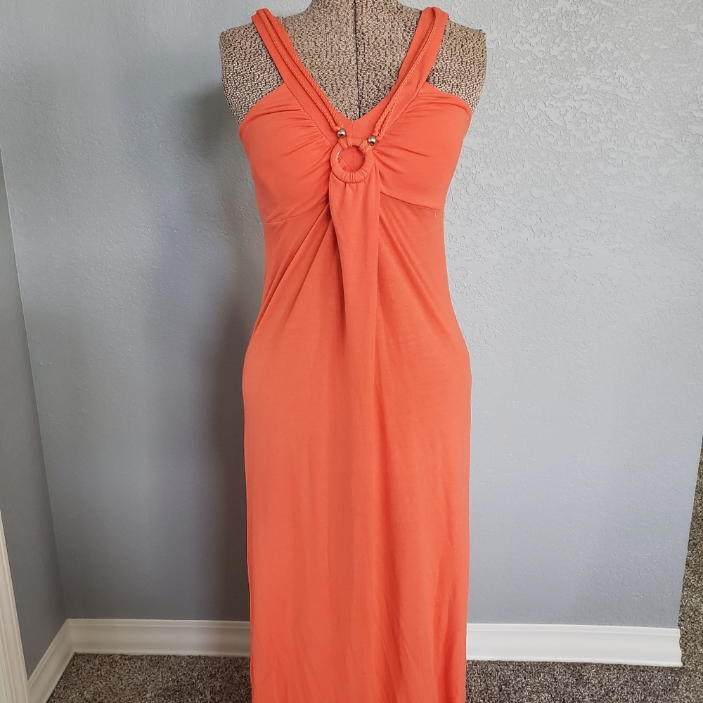 Coral floor length sundress